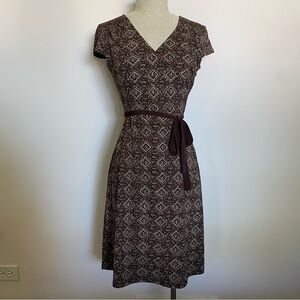 Max Studio Chocolate Brown Diamond Print Dress